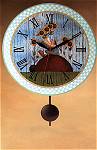 ww7105 pendulum clock, timer, time, sunflower, girl pony tail, sunflower, stars, stripes, caricature, Americana, primitive