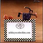 ww6020 Witch, Pumpkins, Bat, Checkerboard, Moon, picture frame