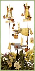 ww7418 Adorable bunnies floating or standing with garden tools