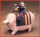 ww1327 Drummer boy on a flag draped pig with a flag in its mouth
