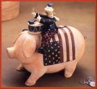 ww1328 Drummer boy on a flag draped pig