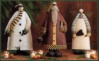 WW2407 Standing snowman in a long white coat, Santa with a candle & an angel with a heart