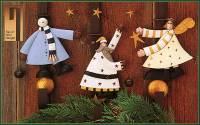 WW2469 Whimsical snowman, Santa and angel on metal hooks to hang wreaths and decorations over a door
