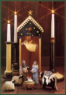 WW2619 Christmas nativity includes a cow with a cat, sheep, bunny, Mary, Joseph & angel