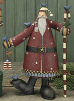 WW2801 Americana Santa embellished with candy cane, flag, stars, checks and stripes and bluebirds too.