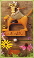 WW7648 Flowers and girl and dog on FLOWERS sign